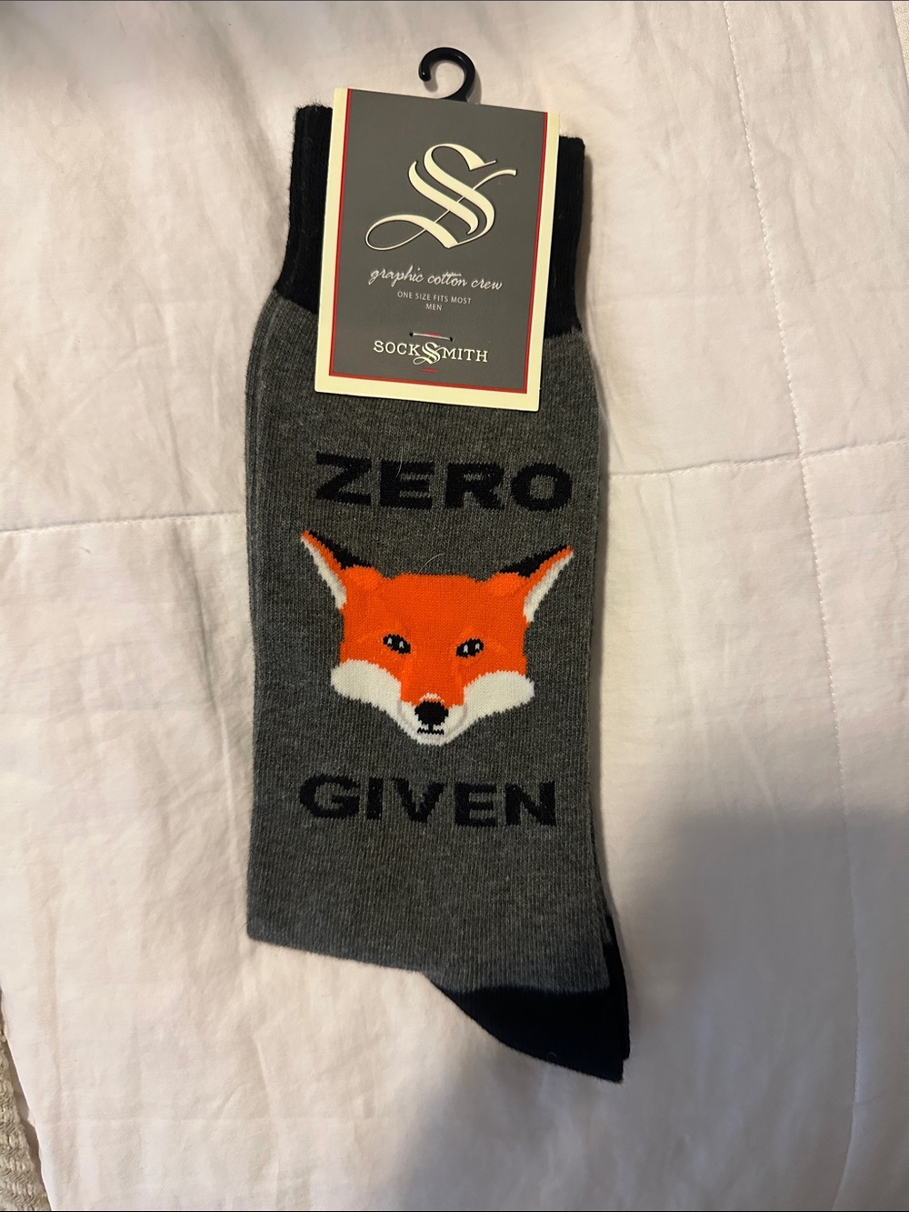 Men’s Gray Fox Graphic Crew Socks - Zero “Fox” Given